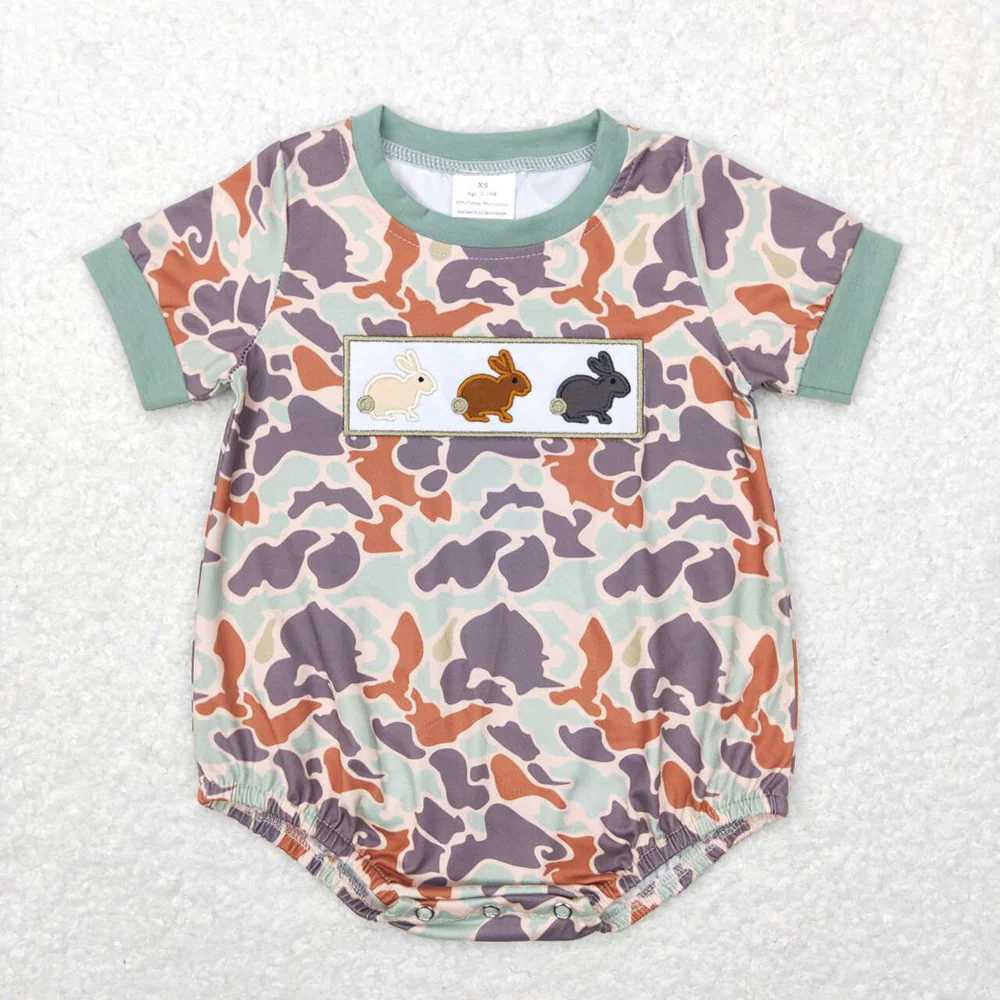 Sibling Baby boys clothes Embroidery easter short sleeve shorts sets and Rompers