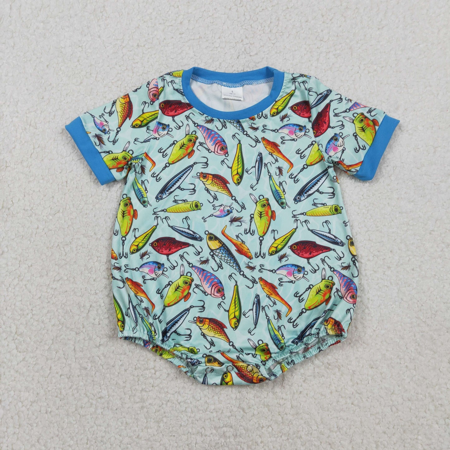 SR3824 Newborn Baby Boy Short Sleeve Fishing Hunting Rompers