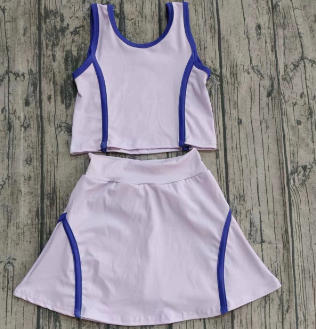 10.13 Custom Moq 8 Baby Girls Lavender Sleeveless Vest Top Shorts Clothes Sets