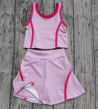 10.13 Custom Moq 8 Baby Girls Pink Sleeveless Vest Top Shorts Clothes Sets