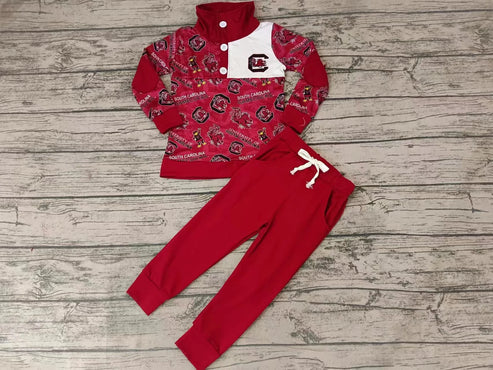 10.13 Custom Moq 8 Baby Boys Dark Red Teams Pullovers Shirts Top Pants Clothes Sets