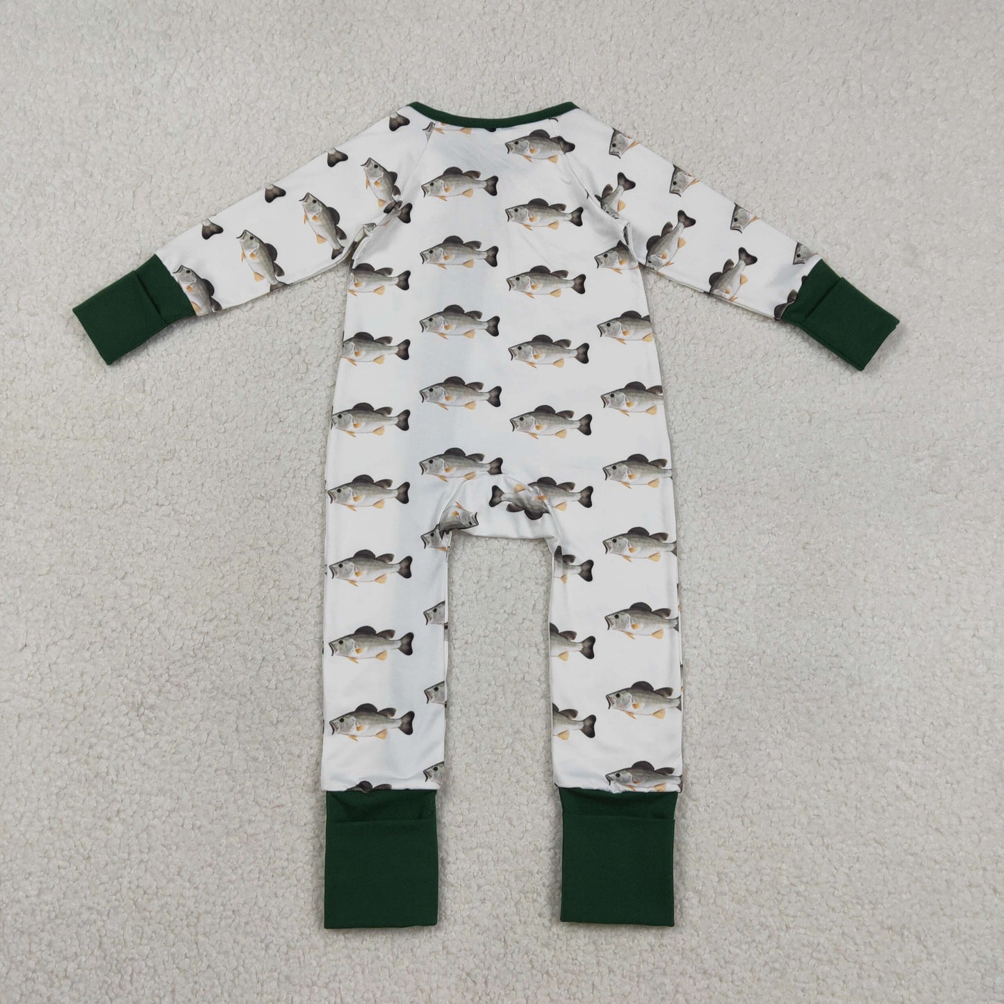 LR2531 Newborn Baby Boy Fishing Zipper Footie Rompers