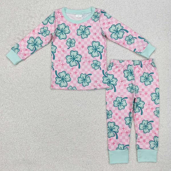 3.18 GLP2192 Baby Girls St Patrick Quatrefoil Shirts Pants Pajamas Clothes Set