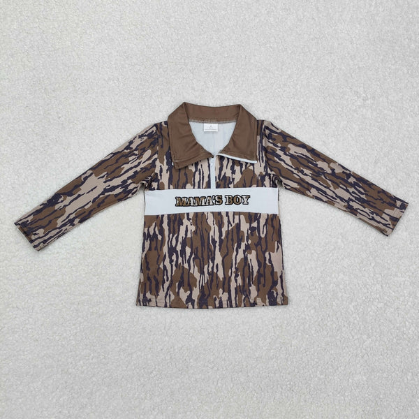 3.12  BT0971 Baby Boys Bottomland Camo Mama's Boy Zip Pullovers Tops