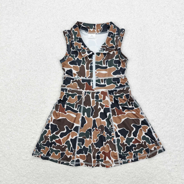 L-3.3 GSD1382 Baby Girls Brown Camo Athletic Active Wear Knee Length Dresses