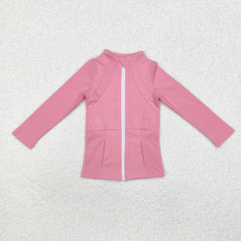 GT0680 Baby Girls Dark Pink Zip Pocket Yoga Active Wear Jacket