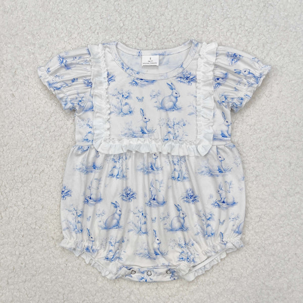 SR2143 Baby Infant Girls Rabbits Butterfly Short Sleeve Romper