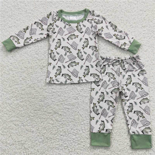 L-3.1 BLP0179 Fishing net Green long sleeve pants set