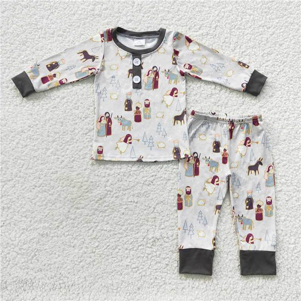 L-3.2 BLP0235 Jesus Star Ox Sheep Tree Grey long sleeve pant suit