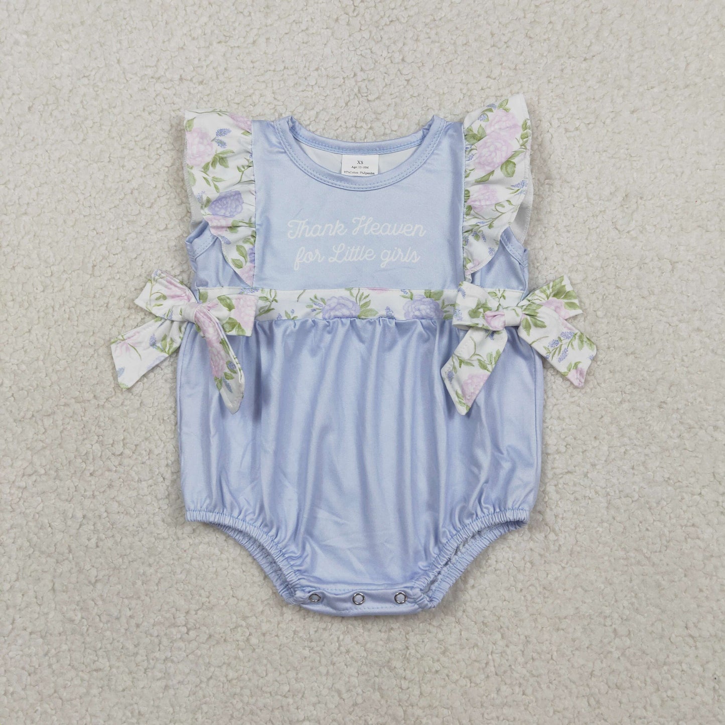 SR3506 Baby Thank Heaven Little Girls Floral Bows Ruffle Rompers