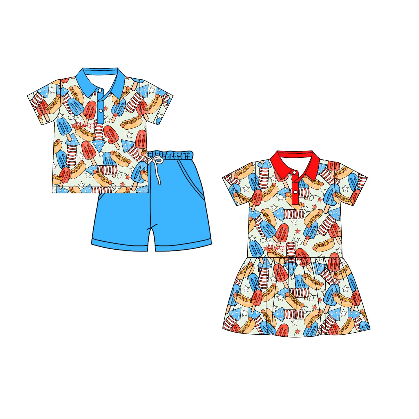 26.1.19 Custom MOQ:3 or 5 pcs each design milk silk Sibling baby girl clothes short sleeve shorts sets and dress