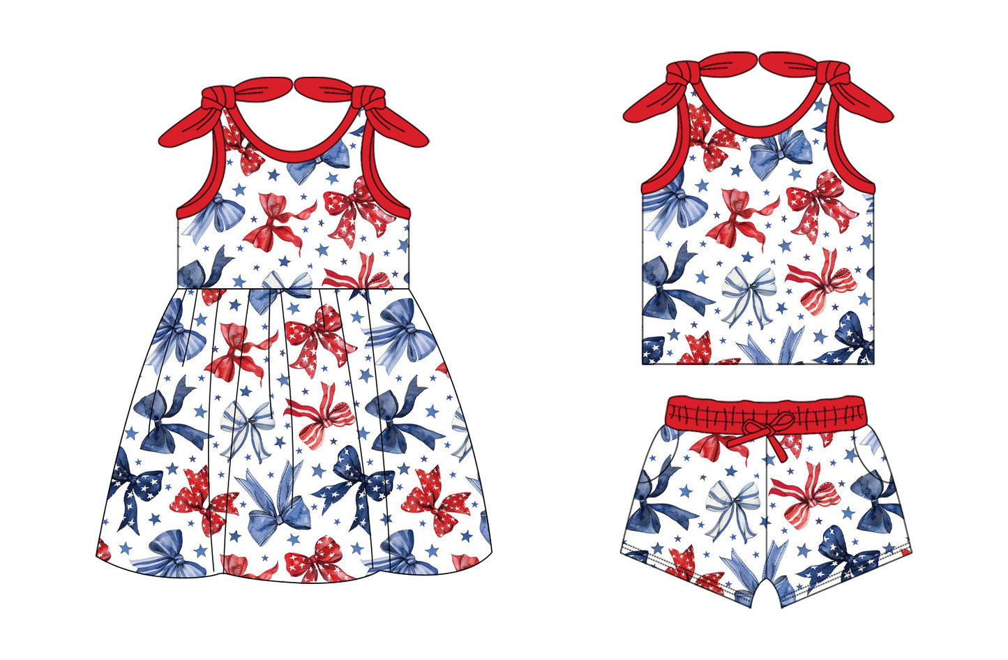 26.1.14 Custom MOQ:3 or 5 pcs each design milk silk Sibling baby girl clothes bow short sleeve shorts sets and dress