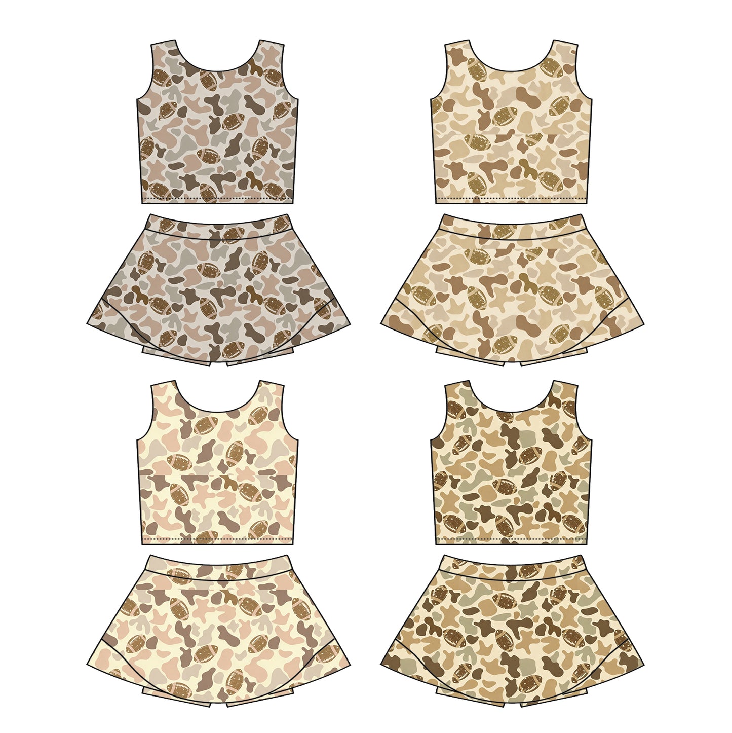26.1.16 Custom (Moq 3 or 5) Sibling Baby Girl Sleeveless Camo Football Shorts Knee Length Dress