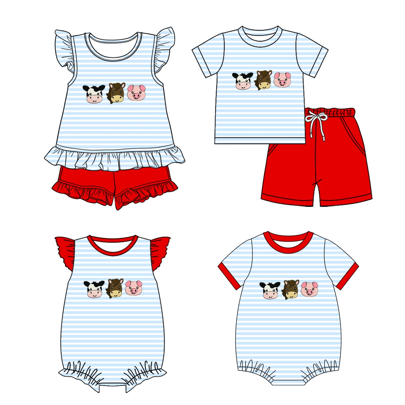 26.1.21 Sibling Baby Girl Boys Clothes Short Sleeve Shorts Sets and Romper