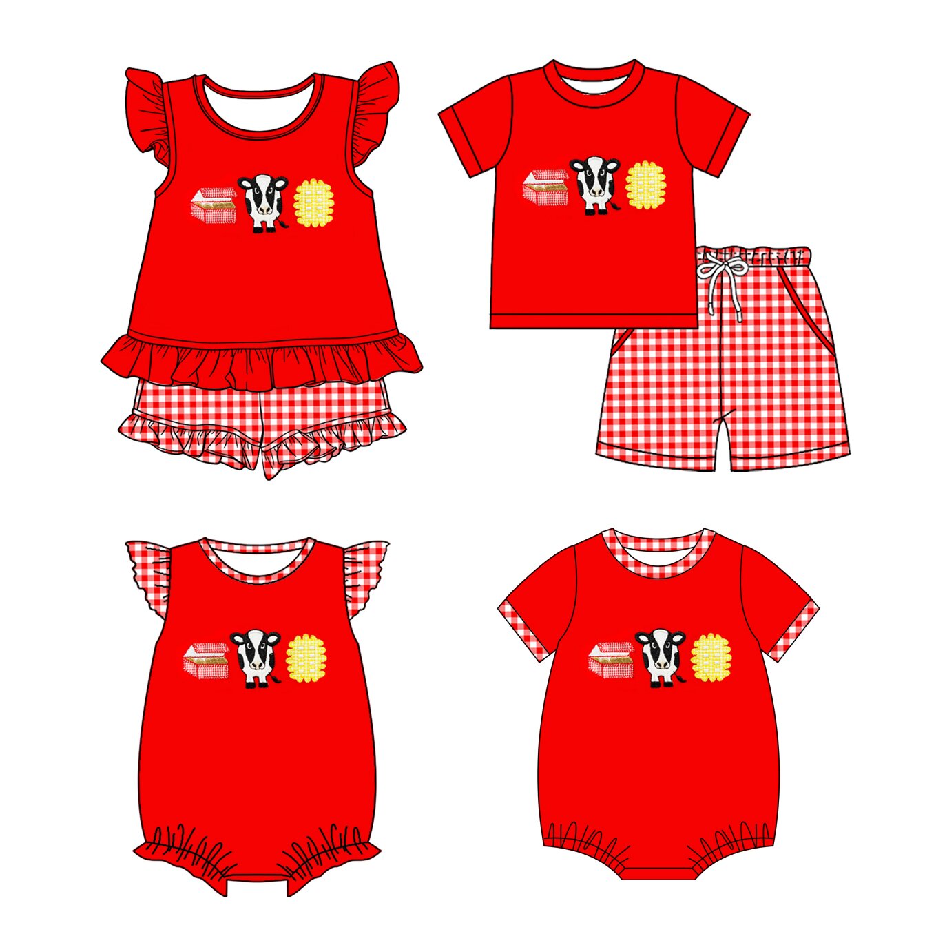 26.1.21 Sibling Baby Girl Boys Clothes Short Sleeve Shorts Sets and Romper