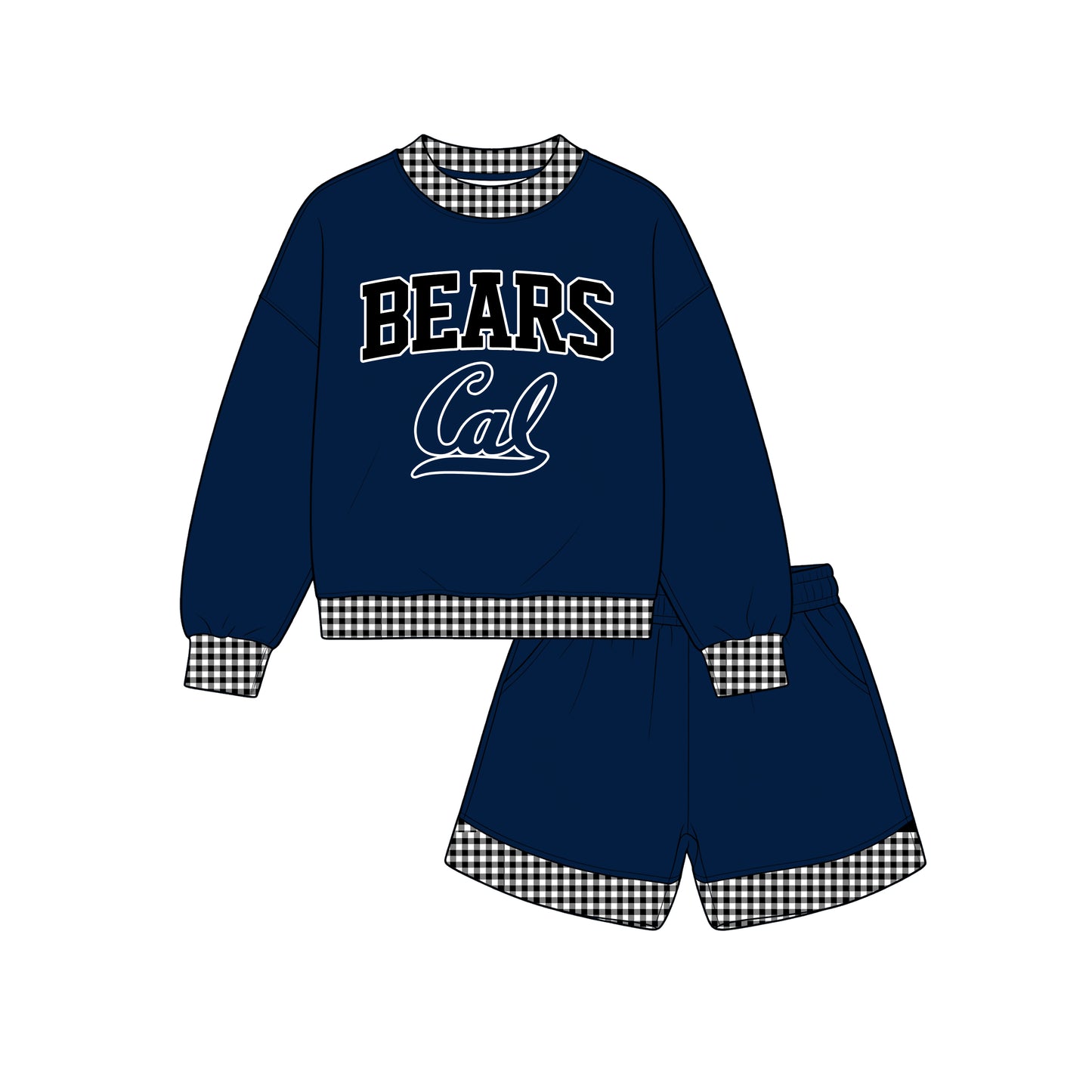Custom Order Baby Boys BEARS Long Sleeve Milk silk Top Pockets Shorts Team Clothes Sets
