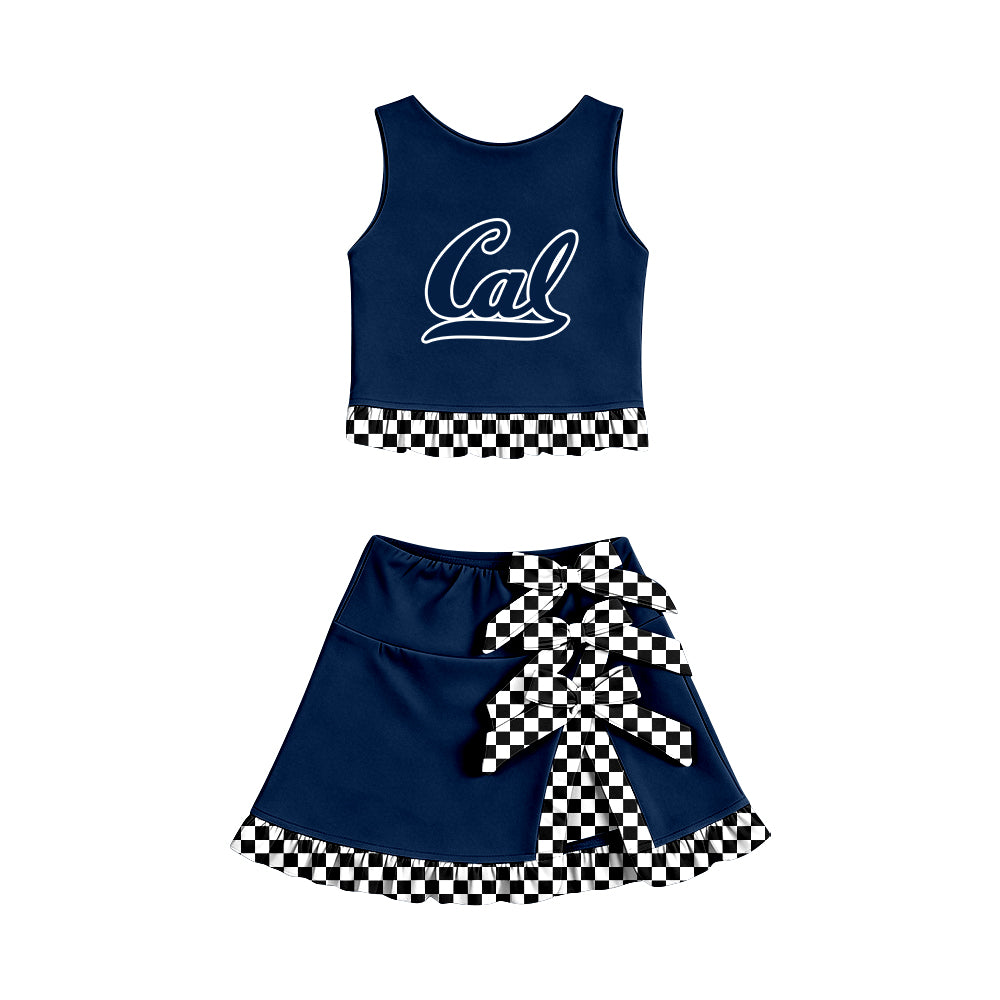 Custom Order Baby Girls BEARS Vest Top Bows Skirt Short Team Clothes Sets