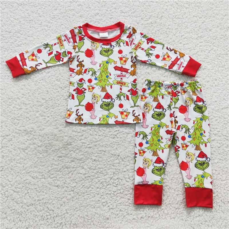 Sibling Baby Boys Girls Christmas Frog Pants Pajamas Clothing Sets
