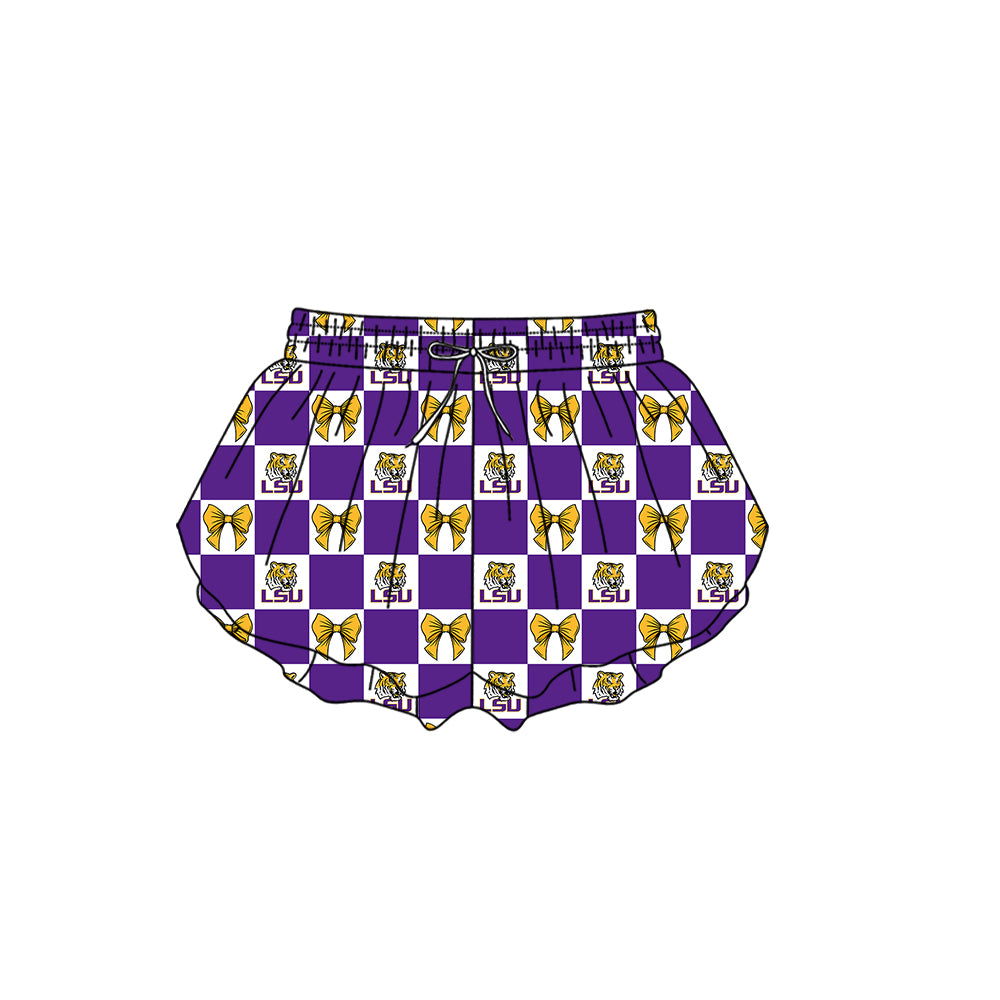 Custom Milk Silk Order MOQ:3 or 5 pcs Each Design Team State Girl Summer Bow Purple Sleeveless Skirts Sets 3 and dress and shorts-26.1.19