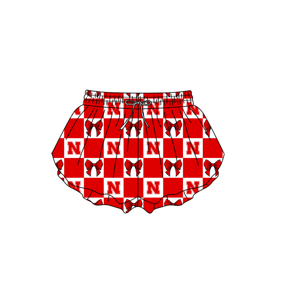 Custom Milk Silk Order MOQ:3 or 5 pcs Each Design Team State Girl Summer Bow Red Sleeveless Skirts Sets 3 and dress and shorts-26.1.22