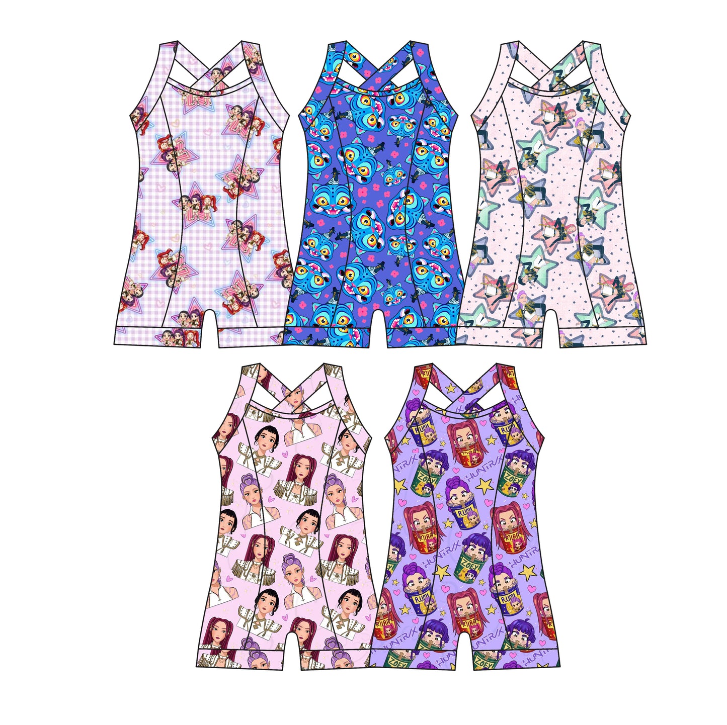 26.1.7 Custom MOQ:3 or 5 pcs each design milk silk Sibling baby girl clothes cartoon suspender jumpsuit 5