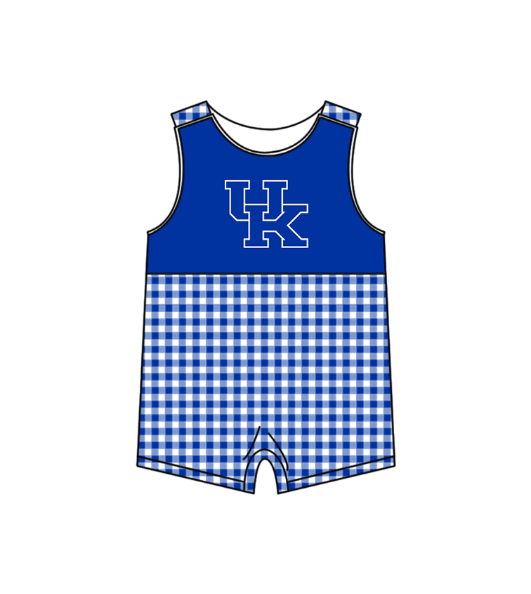 2.2 Custom Order Moq 3 Baby Boy Sleeveless UK Checked Team Rompers