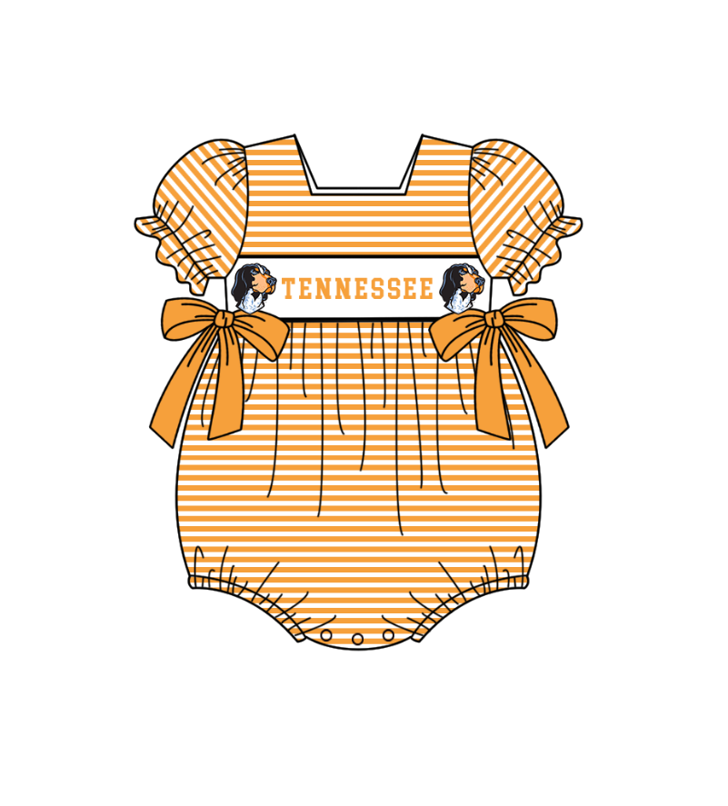 1.31 Custom Order Moq 3 Baby Infant Girl Tennessee Orange Team Bows Ruffle Rompers