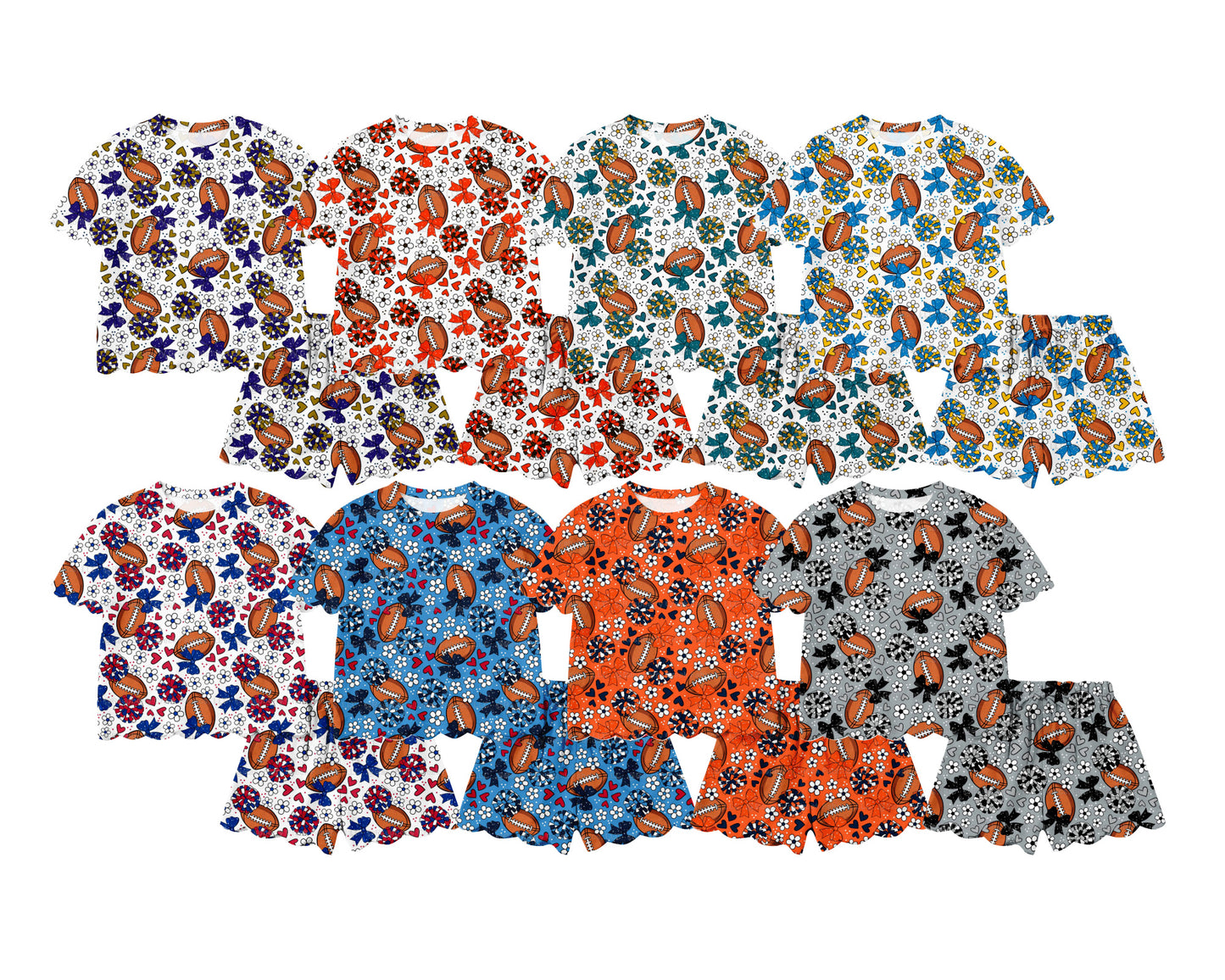 26.1.15 Custom MOQ:3 or 5 pcs each design milk silk Sibling baby boy girl clothes team bow short sleeve shorts sets 8