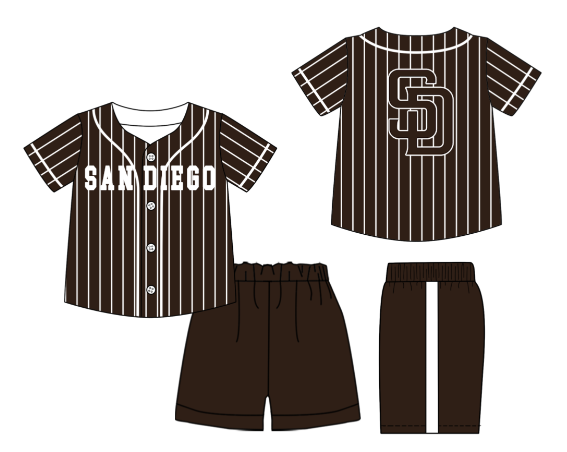 Custom Milk Silk Order MOQ:3 or 5 pcs Each Design Team State Kids Summer Short Sleeve Shorts Sets-26.1.20