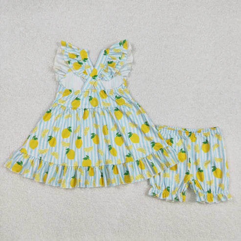 L-3.8 GSSO2026 Baby Girls Mama's Main Squeeze Tunic Lemon Shorts Set
