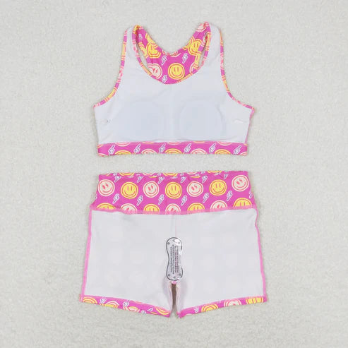 GT0520+ SS0217 Lightning rose red sleeveless top shorts yoga suit