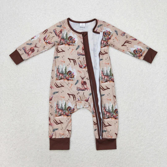 3.13 LR1014 RTS baby boy clothes hunting elk toddler boy winter romper Bamboo