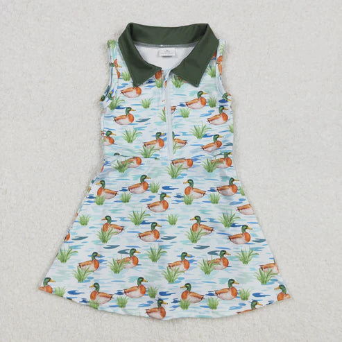 L-3.8 GSD1835 Baby Girls Mallard Ducks Athletic Shorts Dress