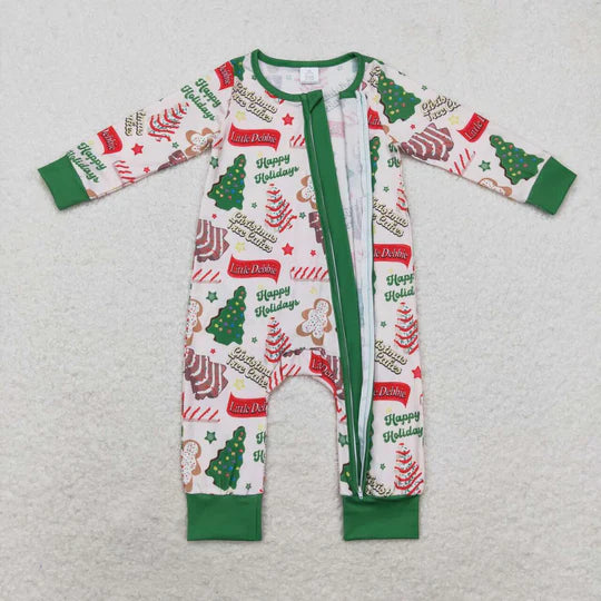 3.13 LR1057 RTS Bamboo baby boy clothes xmas tree toddler boy christmas winter romper