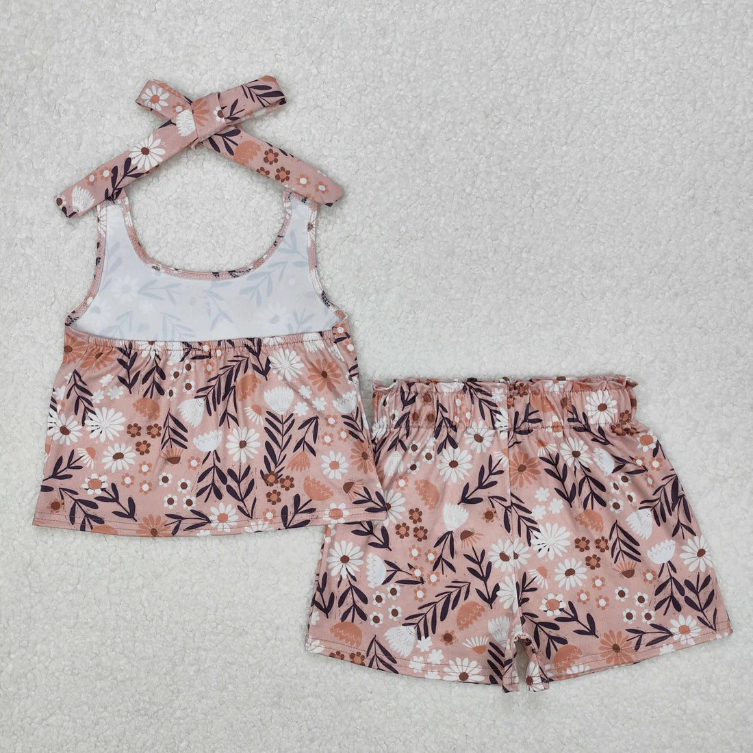 3.14 GSSO1870 Baby Girls Floral Halter Top Elastic Shorts Clothes Set