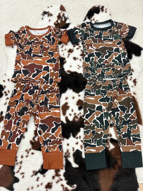 Sibling Baby Boys Duck Camouflage Shirt Pants Pajamas Kids Outfits
