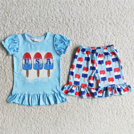 Sibling boys and girls matching july 4th USA set-promotion