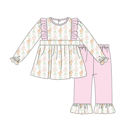 5.26 GLP1962 Baby Girls Christmas Deer Tree Tunic Top Pants Clothes Sets Preorder