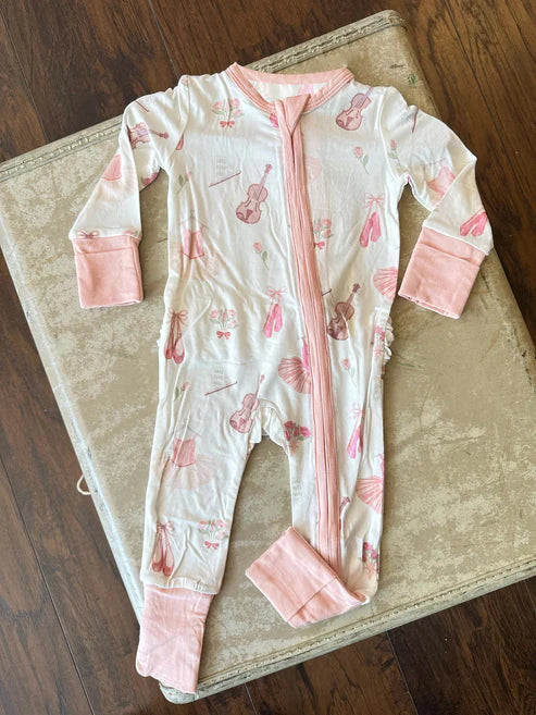 5.30 LR1993 Baby Infant Girls Pink Music Dance Zip Rompers preorder