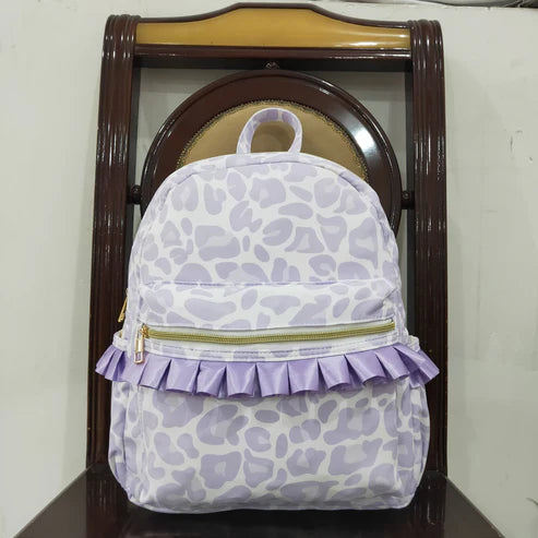 5.2 BA0239 Baby Kids Girls Lavender Leopard Backpack Zip Back Bag