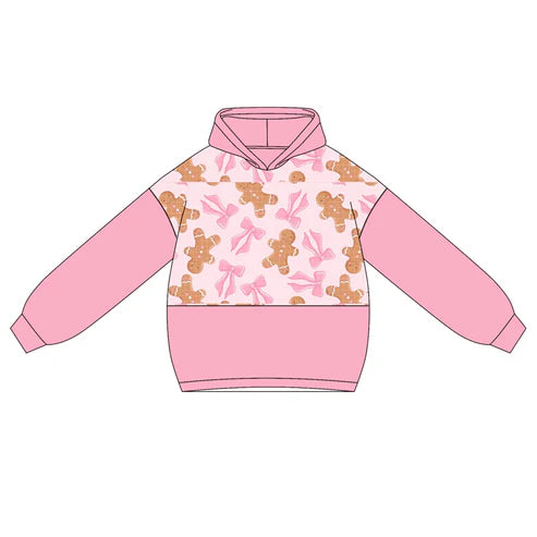 5.22 GT1041 Baby Girls Pink Long Sleeves Bows Gingerbread Hoodies Top Preorder