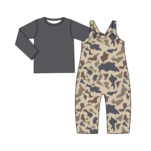 5.29 GLP2009 Baby Girls Light Khaki Camo Straps Jumpsuits Shirts 2pcs Sets Preorder