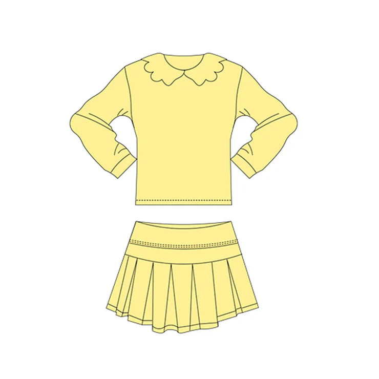 11.18 MOQ:5pcs GLD1505 pre-order baby girl clothes yellow toddler girl yoga skirt outfit
