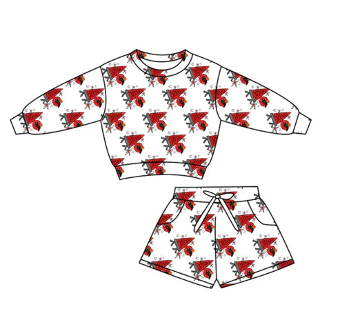 10.29 Custom Moq 8 Baby Girls Cardinals Long Sleeve Top Shorts Team Pocket Clothes Set