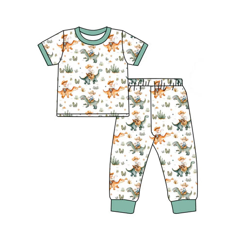 6.30 NO MOQ sales BSPO0562 Pre-order baby boy clothes dinosaur short sleeve pants sets