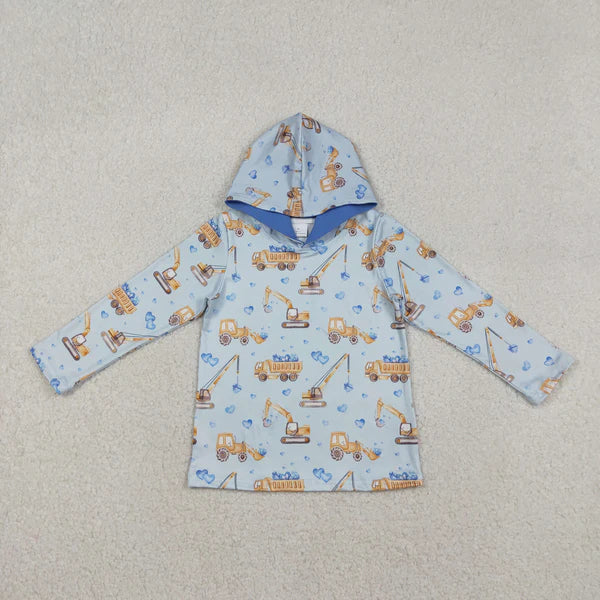 12.13 BT1509 Baby Boys Blue Hearts Excavators Valentines Hoodies Top
