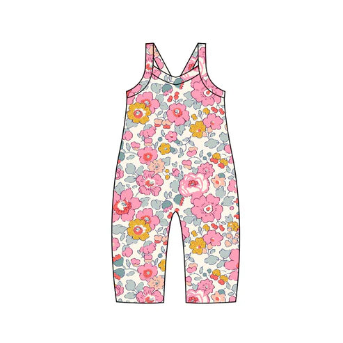 5.29 SR1982 Baby Girls Pink Flowers Straps Jumpsuits Preorder