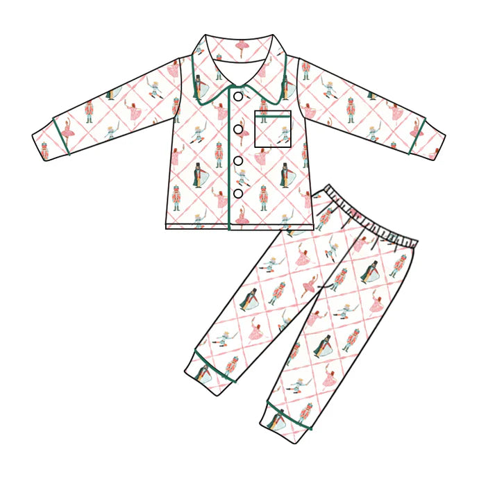 6.11 GLP1996 Baby Kids Christmas Soldier Buttons Top Pants Pajamas Clothes Sets Preorder