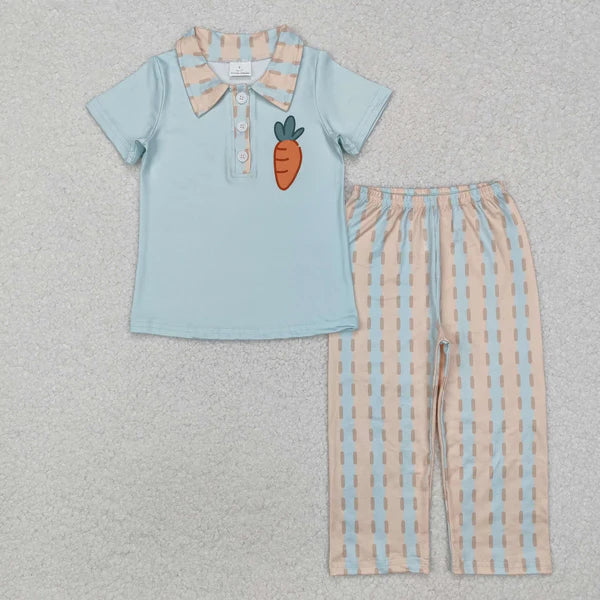 BSPO0528 Baby Boys Easter Carrot Pullover Top Pants Clothes Set