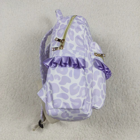 5.2 BA0239 Baby Kids Girls Lavender Leopard Backpack Zip Back Bag